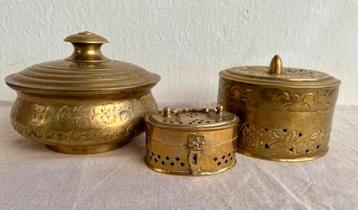 3 x vintage messing box / kistje beschikbaar voor biedingen