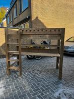 Steigerhouten hoogslaper met bureau - Zo goed als nieuw!, Huis en Inrichting, Slaapkamer | Stapelbedden en Hoogslapers, Eenpersoons