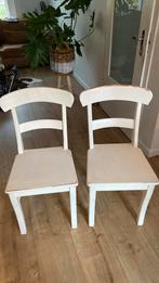6 Witte houten stoelen, Huis en Inrichting, Stoelen, Ophalen, Gebruikt, Wit, Landelijk