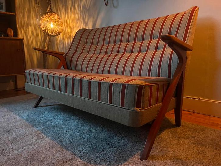 Vintage Mid-century Zweeds design bank 1950’s, Huis en Inrichting, Banken | Sofa's en Chaises Longues, Zo goed als nieuw, Tweepersoons