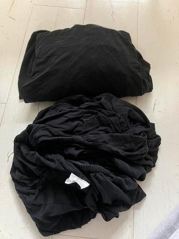 2 katoen zwart hoeslakens matras 90x200 beschikbaar voor biedingen