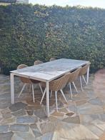 Bristol Tuintafel + 6 Pagino stoelen + kussens + hoes, Ophalen, Zo goed als nieuw, Rechthoekig, Metaal