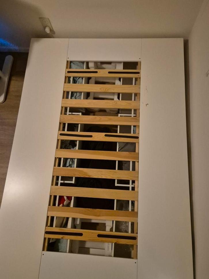 IKEA Malm Bedframe 140x200, Huis en Inrichting, Slaapkamer | Bedden, Gebruikt, Tweepersoons, 140 cm, 200 cm, Hout, Wit, Ophalen