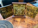 Antiek houten drieluik met Russische Orthodoxe Iconen, Ophalen of Verzenden