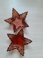 Jozef glazen waxinelichtjeshouders amberbruin glas *eureka*, Minder dan 25 cm, Overige materialen, Gebruikt, Ophalen of Verzenden