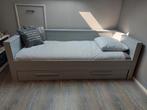 WOOOD Dennis Bedbank incl Bedlade/lattenrol - grenen - grijs, Huis en Inrichting, Ophalen, 90 cm, Eenpersoons, Zo goed als nieuw
