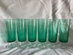 6 groene vintage flutes champagneglazen Lumnarc France, Ophalen of Verzenden