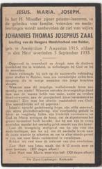 Rolduc Johannes Zaal 1915 Amsterdam + 1933 A'dam, 18 jr, Verzamelen, Verzenden