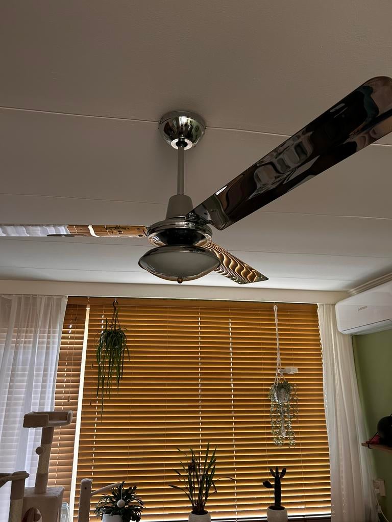 Ventilator lamp met afstandbediening, Ophalen, Gebruikt, Glas