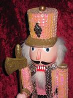 Notenkraker Pop Met Scepter Rose Paljetten - 38 CM, Diversen, Kerst, Ophalen