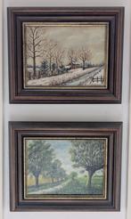 2 schilderijtjes zomer en winter, Ophalen of Verzenden