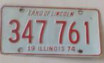 Kentekenplaat Illinois 1974 Amerika usa., Verzamelen, Auto's, Gebruikt, Ophalen of Verzenden