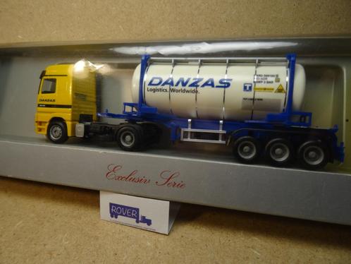HERPA 1:87, MB ACTROS+TANK-Container "DANZAS" OVP Zie Foto`s, Hobby en Vrije tijd, Modelauto's | 1:87, Zo goed als nieuw, Bus of Vrachtwagen