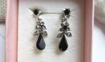 oorstekers hangers - edelsteen onyx en strass -, Overige materialen, Met edelsteen, Zwart, Nieuw