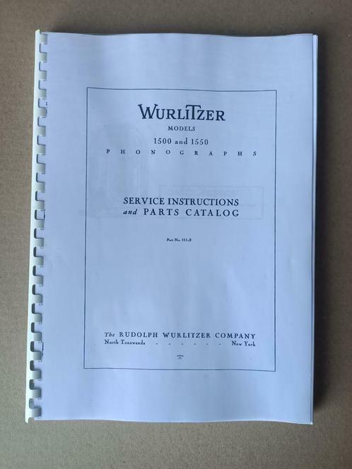 Service Manual: Wurlitzer 1500/1550 (1952) jukebox nieuw !!!, Verzamelen, Automaten | Jukeboxen, Nieuw, Wurlitzer, Voor 1950, Verzenden