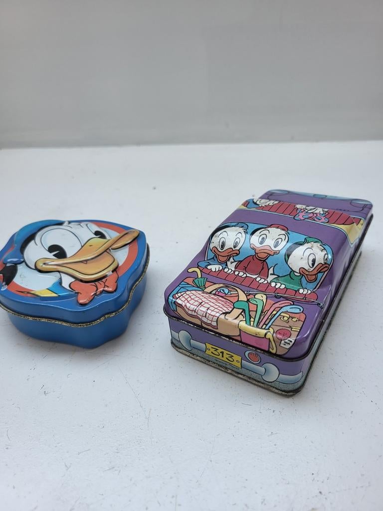 2 Disney Blikken - Donald Duck & Auto, Verzamelen, Disney, Ophalen of Verzenden, Overige figuren, Gebruikt, Overige typen