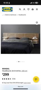Mandal IKEA hoofdbord headboard hoofd bord berkenhout zwart, Huis en Inrichting, Ophalen, Tweepersoons, 140 cm, Hout