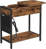 Bijzettafel-Oplaadtafel-60D x 31,5B x 60H cm, 45 tot 60 cm, Rond, Nieuw, Hout