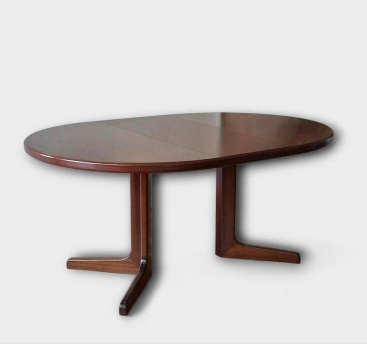 Ronde Deense vintage jaren 60 uitschuifbare eettafel, Huis en Inrichting, Tafels | Salontafels, Gebruikt, 75 cm of meer, 100 tot 150 cm