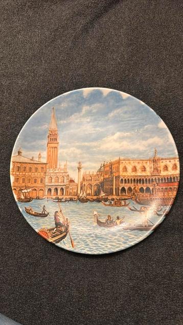 Antiek handbeschilderd porseleinen bord - VENETIË landschap beschikbaar voor biedingen