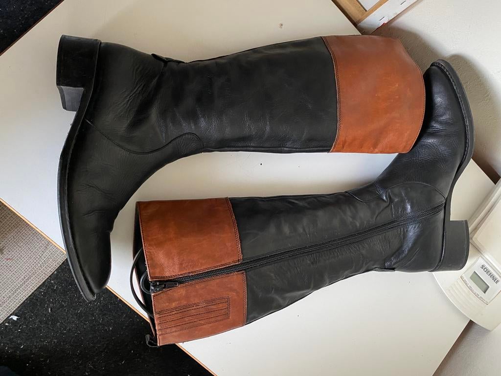 Soepele leren laatzen van Per Lei 40 /41 zwart/bruin, Kleding | Dames, Ophalen of Verzenden, Zo goed als nieuw, Zwart