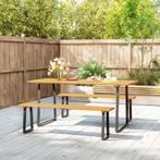 Outsunny 2 grenen houten tuinbanken met metalen onderstel !!, Ophalen, Nieuw, Hout