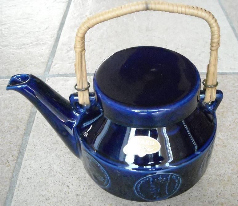 Van Nelle theepot kobalt blauw Dukata rotan Waku Holland, Ophalen of Verzenden
