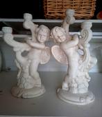 Set van 2 gipsen kandelaars met engeltjes, Ophalen of Verzenden