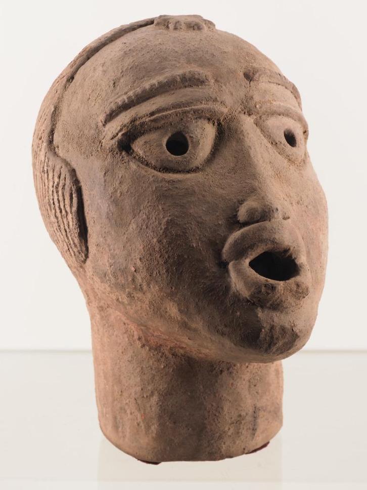 27cm Groot Benin terracotta hoofd (120801-13), Antiek en Kunst, Kunst | Niet-Westerse kunst, Ophalen of Verzenden