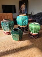 Oude chinese gemberpotten, turquoise, blauw groen, Ophalen of Verzenden