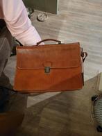 Vintage leren aktetas / documententas, Ophalen, Gebruikt, Bruin, Leer