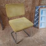 Chrome vintage stoel met gele rib stof, Ophalen, Gebruikt, Vintage, Eén