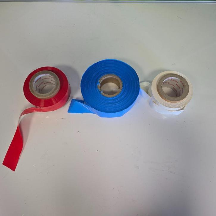 3 kleuren plastic lint rood/blauw/wit 5 cm breed, Doe-het-zelf en Verbouw, Zeil en Folie, Nieuw, Zeil, 15 m² of meer, Ophalen of Verzenden