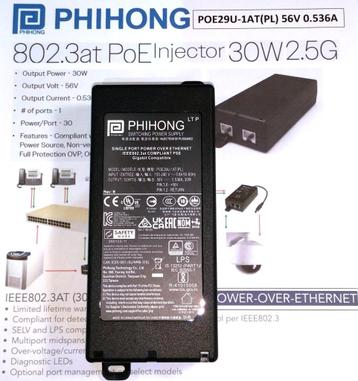 Phihong POE29U-1AT (PL) Gigabit PoE injector 56V 0.536A 30W beschikbaar voor biedingen