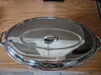 Ovale pan incl vergiet, Huis en Inrichting, Ophalen of Verzenden, Gietijzer, Koekenpan of Braadpan