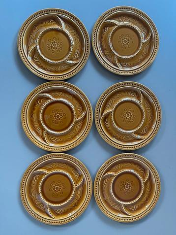 6 vintage fondue borden okergeel beschikbaar voor biedingen