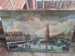 Schilderij Winterlandschap met Schaatsers, Ophalen of Verzenden