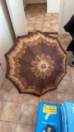 Vintage paraplu bruin beige 80cm Doorsnee, Sieraden, Tassen en Uiterlijk, Paraplu's, Ophalen, Gebruikt, Bruin