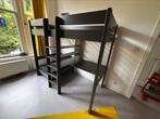 Hoogslaper met  bank en bureau in de kleur grijs, Ophalen, Gebruikt, Eenpersoons, 200 cm