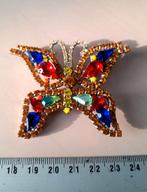 Mooie handgemaakte broche Tsjechisch glas vlinder UNIEK, Overige materialen, 4 tot 7 cm, Overige kleuren, Ophalen of Verzenden