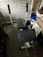 Fitnessbank + halterstang, Ophalen, Gebruikt, Rug, Fitnessbank