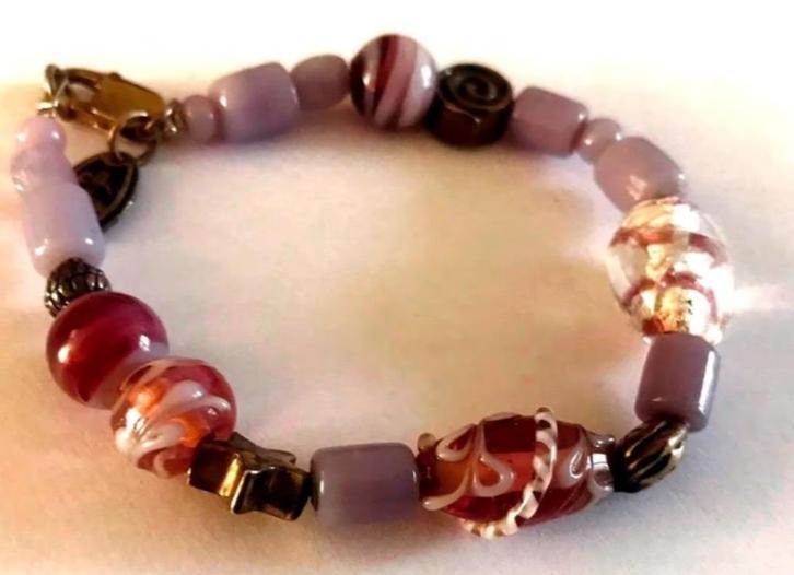 925 zilveren armband van Venetiaans glas Murano glas, Sieraden, Tassen en Uiterlijk, Antieke sieraden, Armband, Zilver, Ophalen