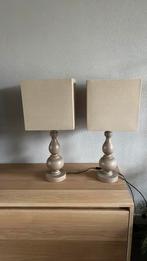 2x Beige tafellamp incl kap, Huis en Inrichting, Lampen | Tafellampen, Ophalen, Zo goed als nieuw, Landelijke, Minder dan 50 cm