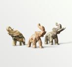 Olifant Beelden Set - 3 Stuks - Decoratie, Tuin en Terras, Tuinbeelden, Ophalen of Verzenden, Gebruikt, Steen, Dierenbeeld