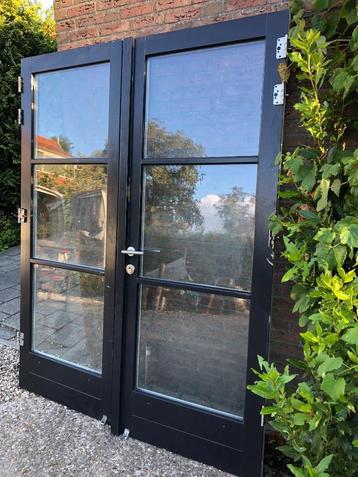 |Hardhouten dubbel  buitendeuren| dubbelglas| 219x165| beschikbaar voor biedingen