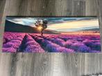Schilderij lavendelveld glas 80x30, Ophalen of Verzenden, Zo goed als nieuw, Schilderij, Minder dan 50 cm