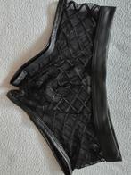 Zwarte Slip met Ruitpatroon en Imitatieleer, Ophalen of Verzenden, Zwart, Slip