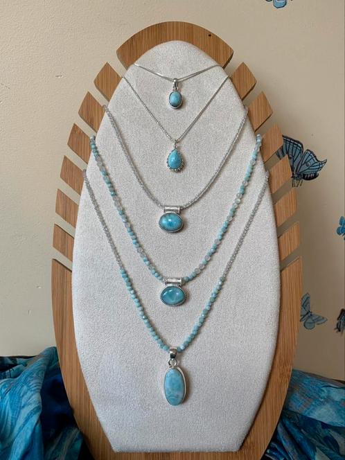 Larimar hanger geluk beschermt blokkades oplossen intuïtie, Sieraden, Tassen en Uiterlijk, Kettingen, Nieuw, Zilver, Blauw, Met edelsteen