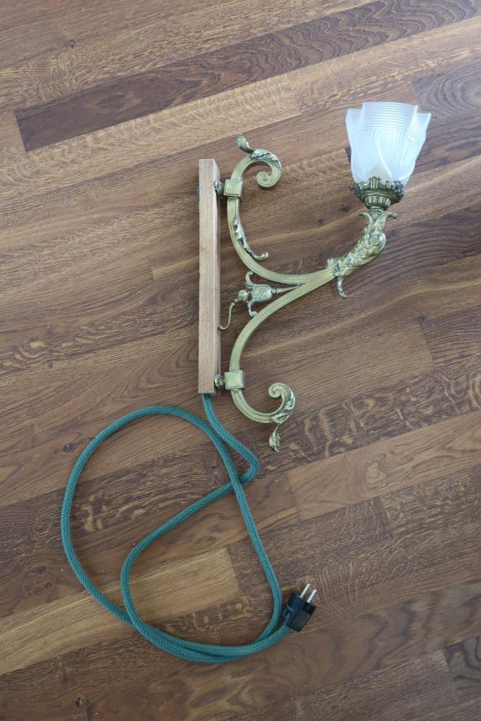 antieke koperen muurlamp, Antiek en Kunst, Antiek | Lampen, Ophalen of Verzenden