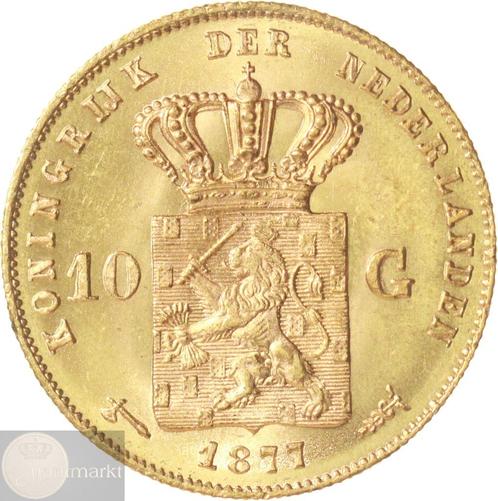 Nederland - 10 Gulden / tientje 1877 Willem III - GOUD, Postzegels en Munten, Munten | Nederland, Losse munt, 10 gulden, Koning Willem III